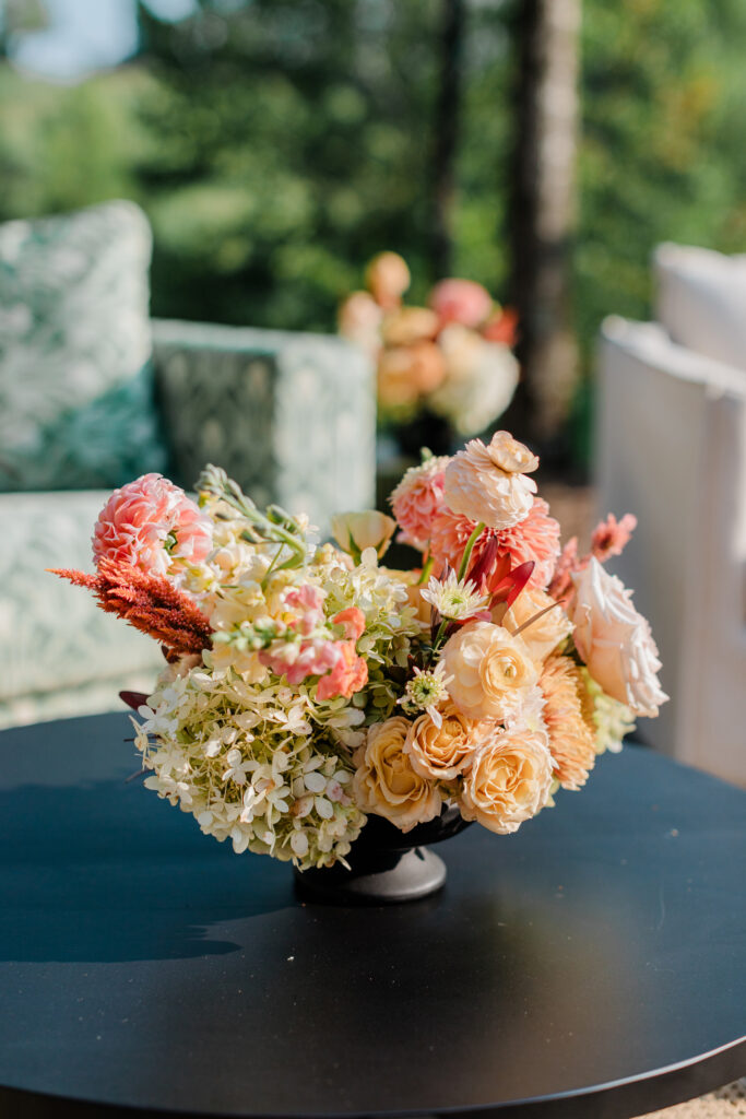 low wedding floral arrangement