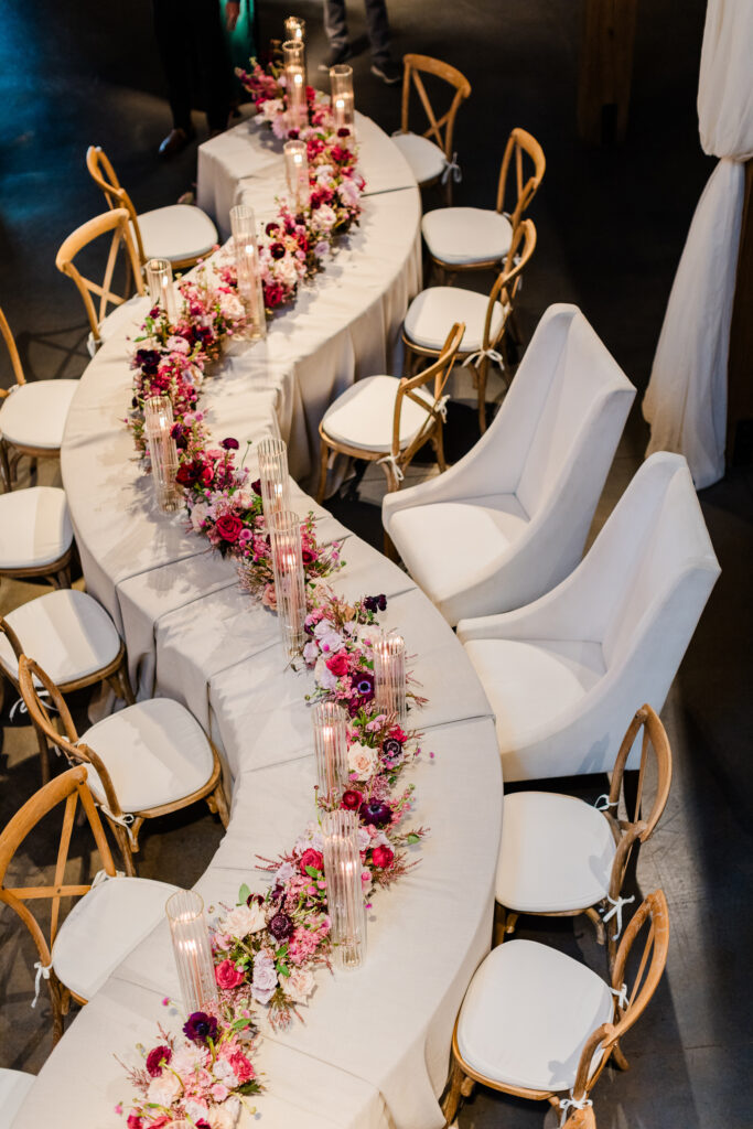 serpentine tables decor for weddings