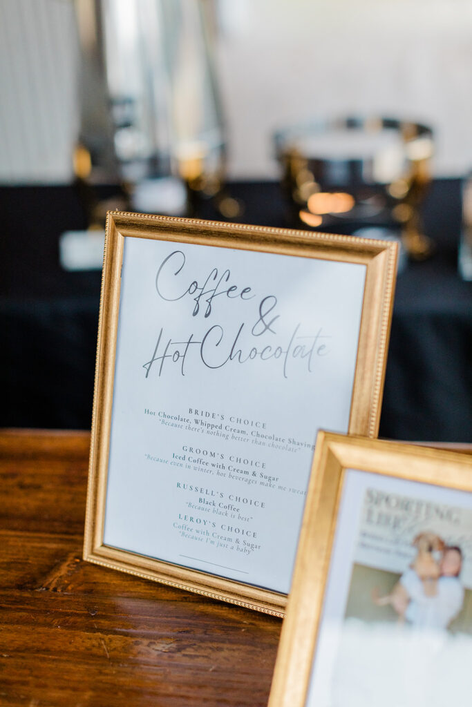 winter wedding Coffee and Hot Chocolate Bar