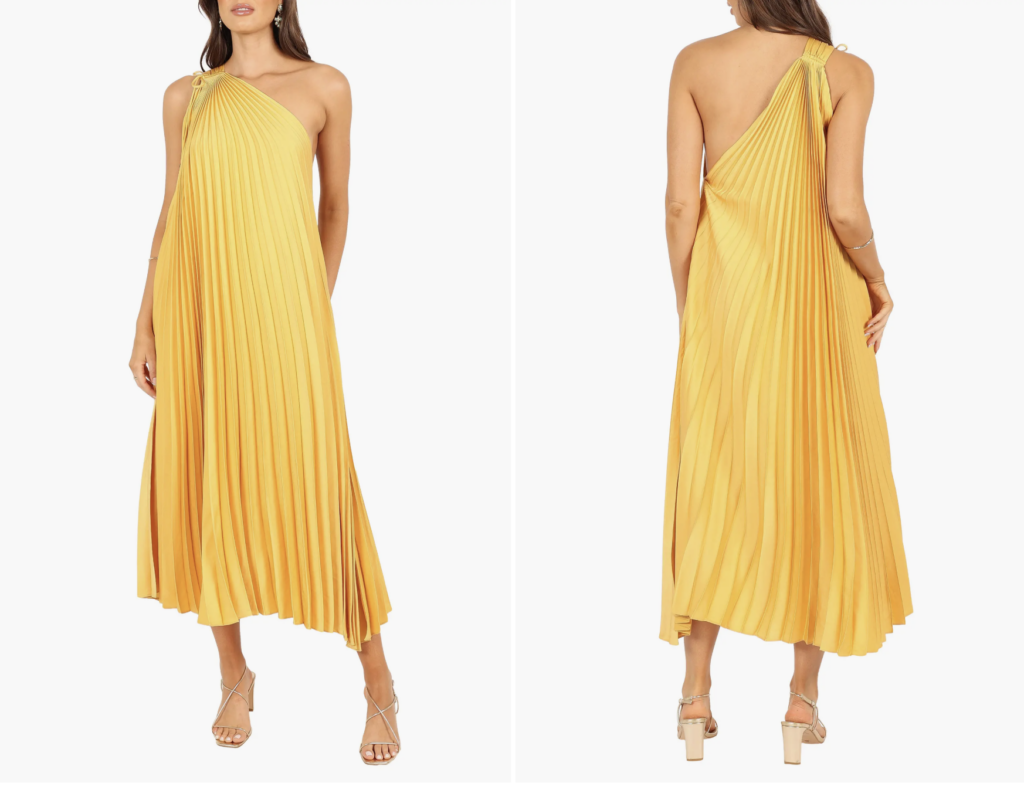 Cali Pleated One-Shoulder Maxi Dress