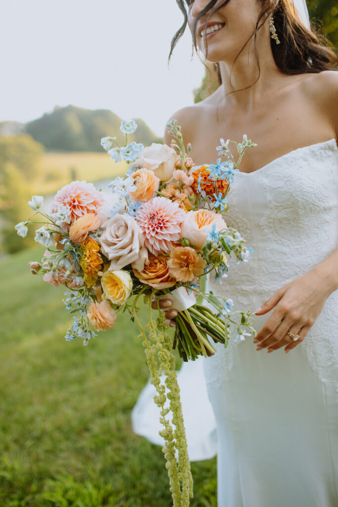 bright spring wedding bouquet