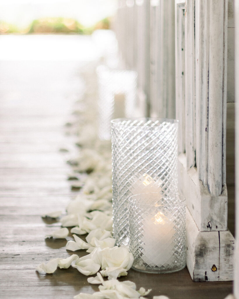 Black Rimmed Square Candle Holders with Petals