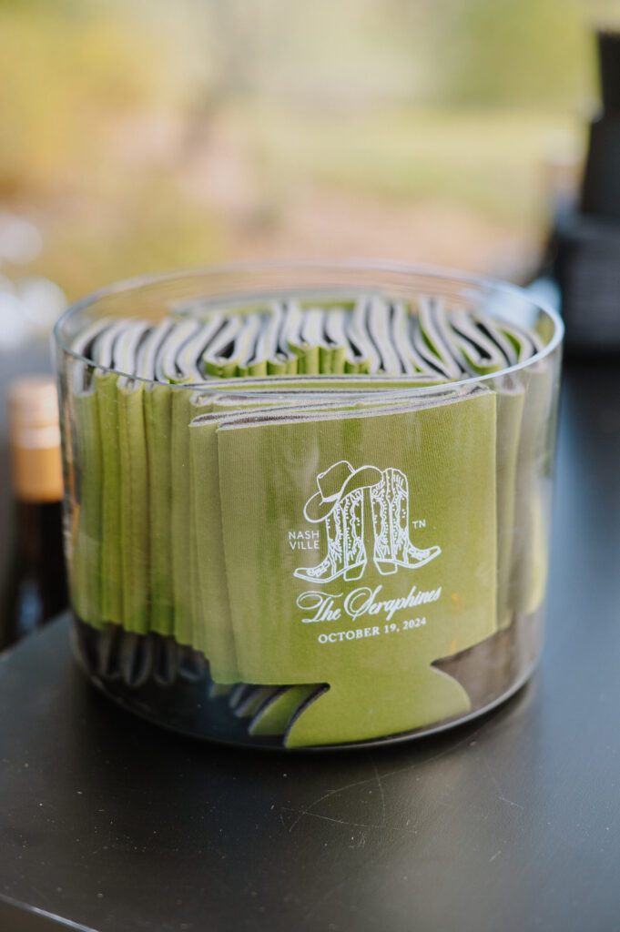 custom koozi wedding favors