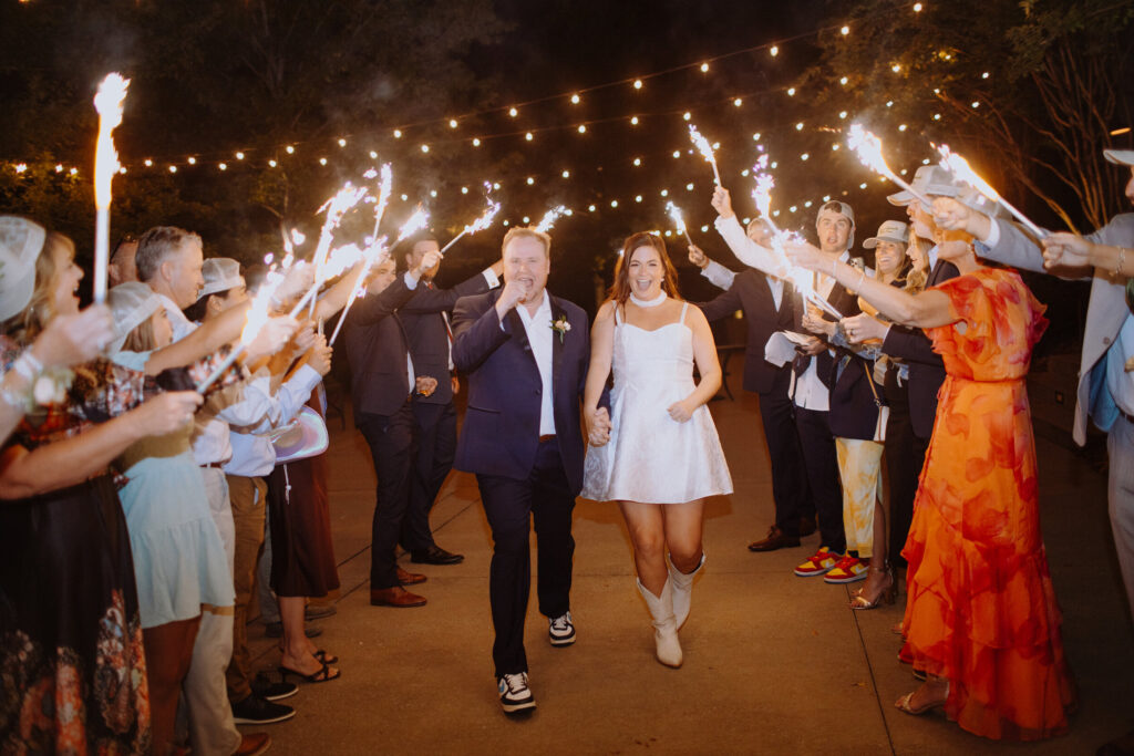 grand exit with sparklers