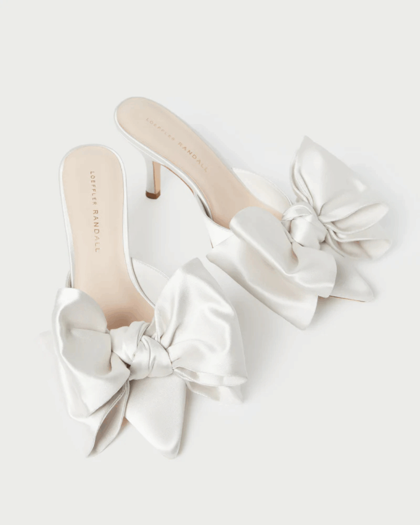 Loeffler Randall Margot Cream Satin Bow Mule